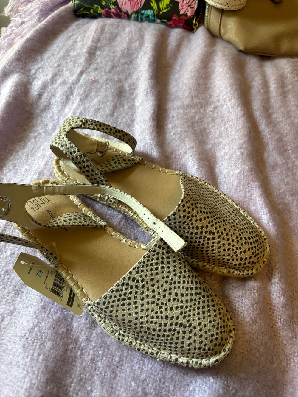 Time and Tru Neutral Snake-Print Espadrille Slingback - Beige/Tan